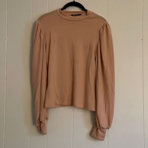 SHEIN Nude Long Sleeve Shirt with Puff Sleeves LARGE